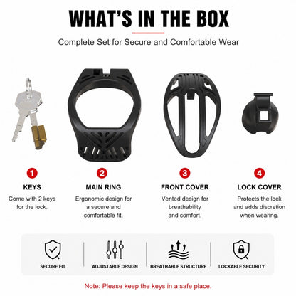 Adjustable Sliding Support Chastity Cage with Breathable Open Frame Design