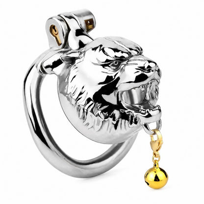 Metal Beast Tiger & Bull Chastity Cage with Bell