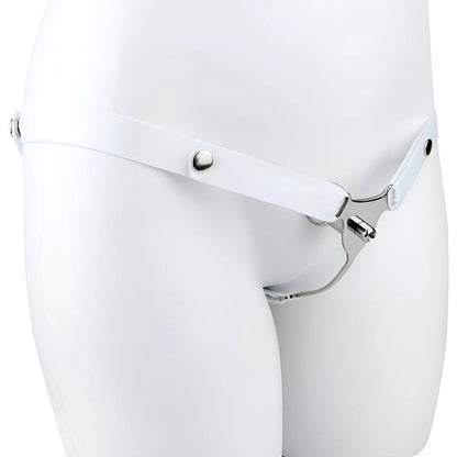 SISSY CHASTITY METAL INVERTED PATCHES THREE-WAY BELT