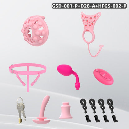 Silicone Chastity Thong Set with Vibrating Plug & Soft Spike Cage