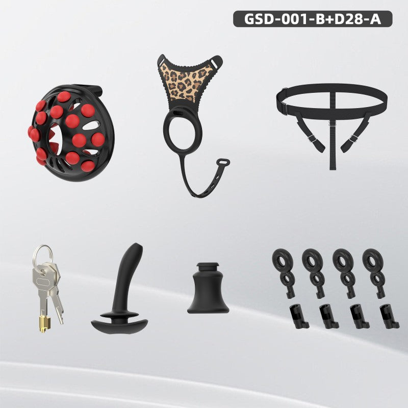 Silicone Chastity Thong Set with Vibrating Plug & Soft Spike Cage