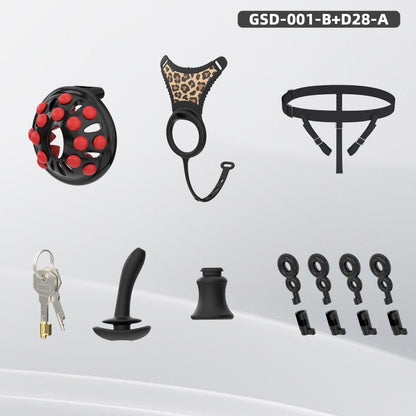Silicone Chastity Thong Set with Vibrating Plug & Soft Spike Cage