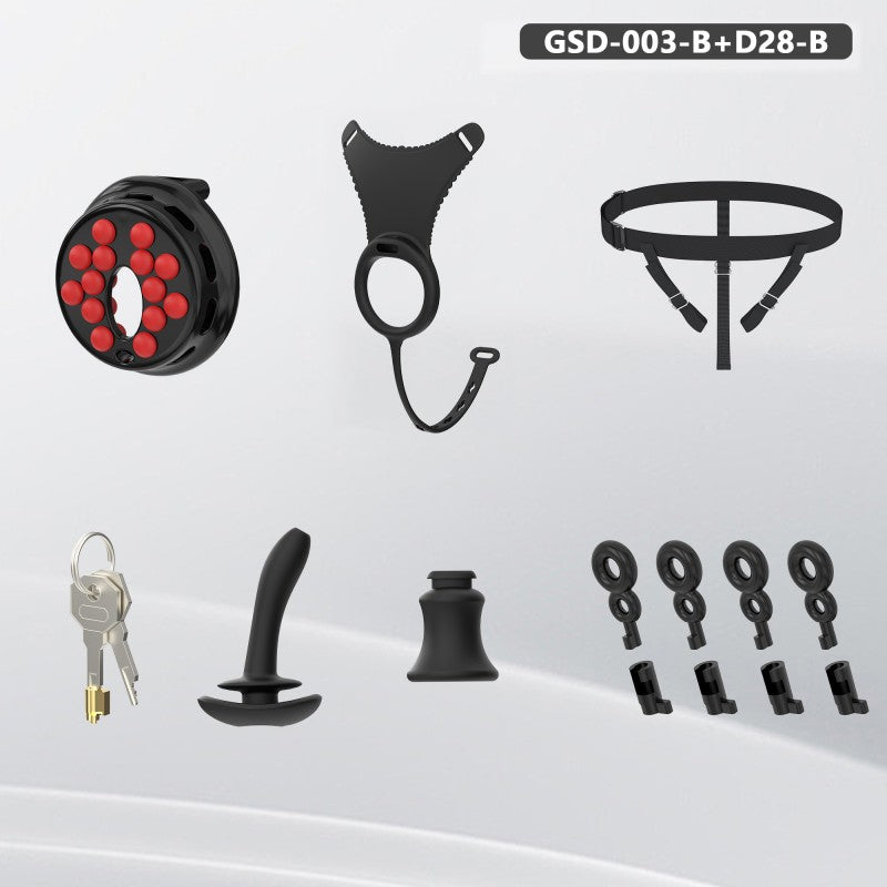 Flat Head Silicone Chastity Harness with Vibrating Plug & Remote Control