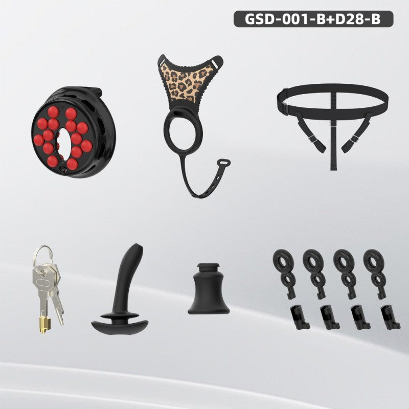 Flat Head Silicone Chastity Harness with Vibrating Plug & Remote Control