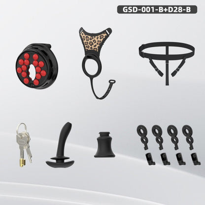 Flat Head Silicone Chastity Harness with Vibrating Plug & Remote Control