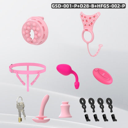 Flat Head Silicone Chastity Harness with Vibrating Plug & Remote Control