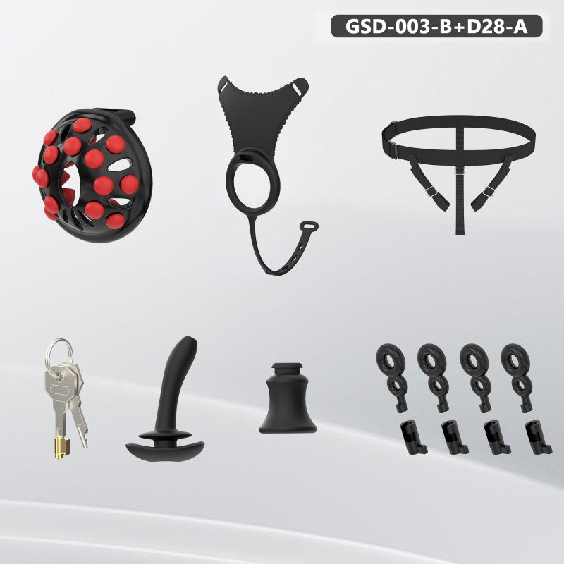 Silicone Chastity Thong Set with Vibrating Plug & Soft Spike Cage