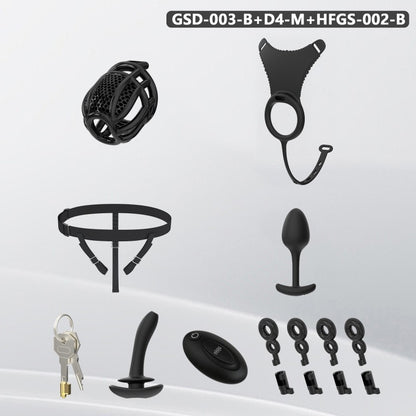 Modular Silicone Chastity Cage System | Remote-Controlled Vibration & Adjustable Fit GSD D4