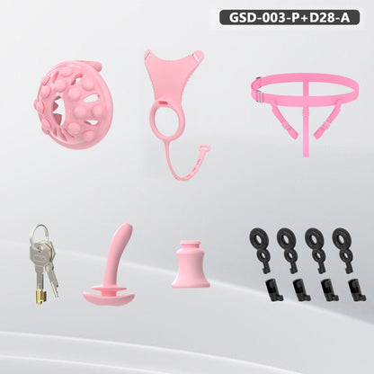 Silicone Chastity Thong Set with Vibrating Plug & Soft Spike Cage