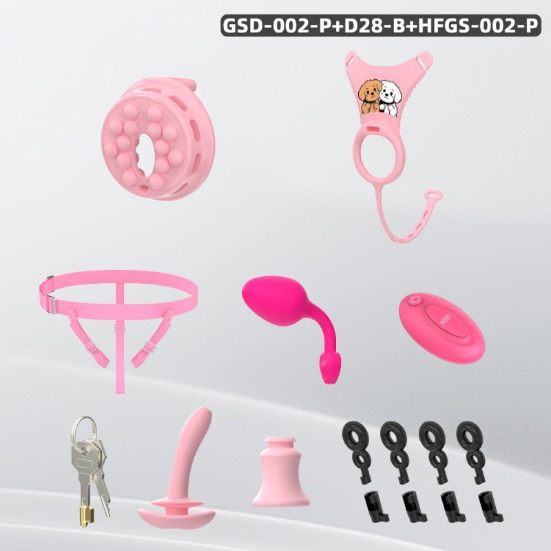 Flat Head Silicone Chastity Harness with Vibrating Plug & Remote Control