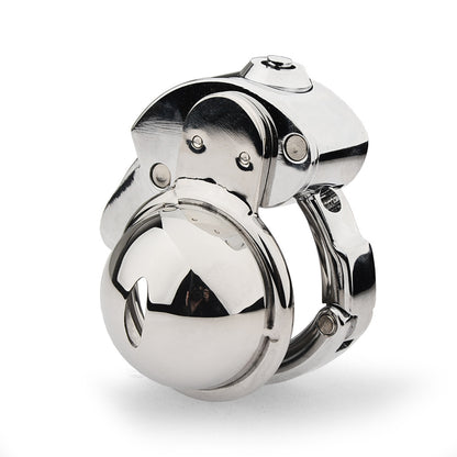 Metal Cock Chastity Cage with Invisible Button Lock –6-Size Adjustable Flat-Style Chastity Device for Men