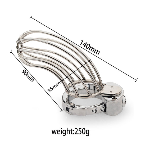 Large Adjustable Metal Male Chastity Cage – Secure Locked Penis Cage with 2 Keys Included, Silver