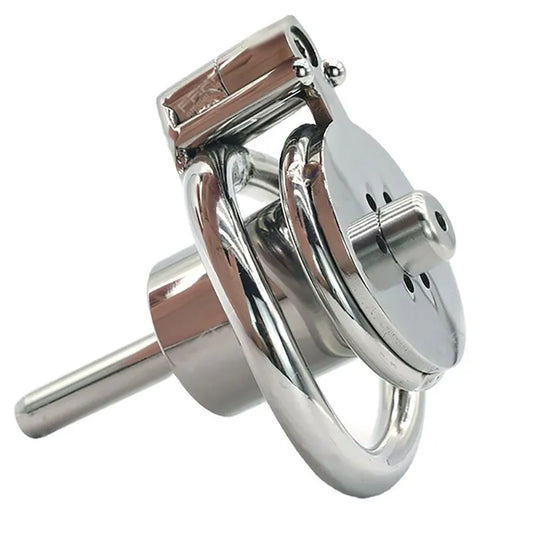 Keyless Inverted Chastity Cage with Urethral Plug