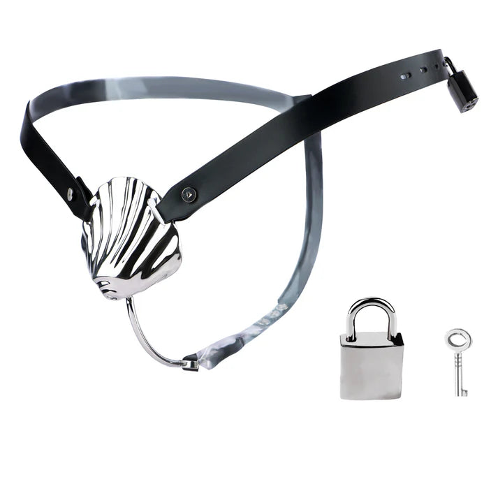 Metal Shell Invisible Chastity Cage with Locking Belt