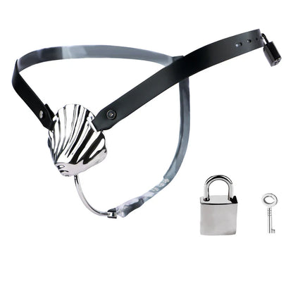 Metal Shell Invisible Chastity Cage with Locking Belt