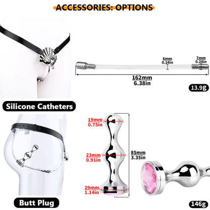 Metal Shell Invisible Chastity Cage with Locking Belt