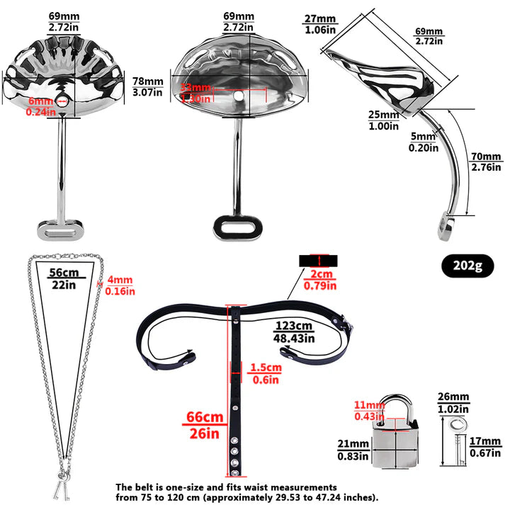 Metal Shell Invisible Chastity Cage with Locking Belt