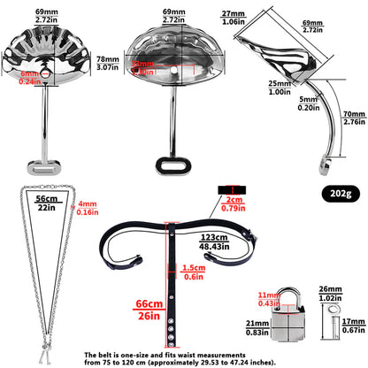 Metal Shell Invisible Chastity Cage with Locking Belt