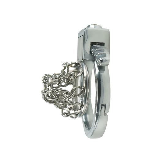 Chain Link Adjustable Metal Chastity Cage – Flat Lock, 40–63mm Fit, Secure Design