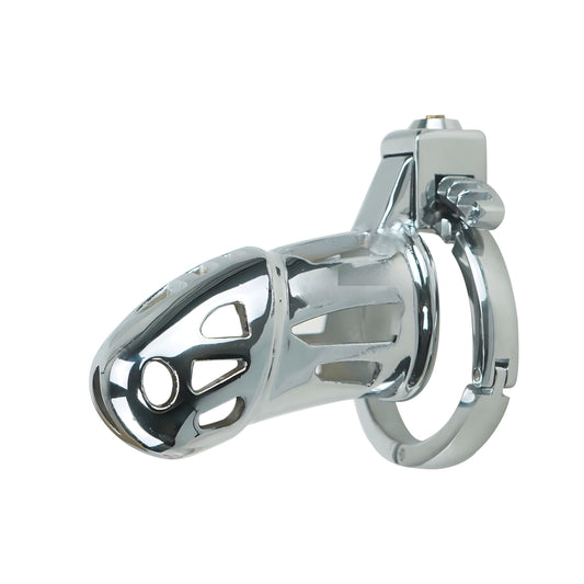 Lightweight Metal Chastity Cage – Cock Head Front, 40–63mm Ring, Internal Lock