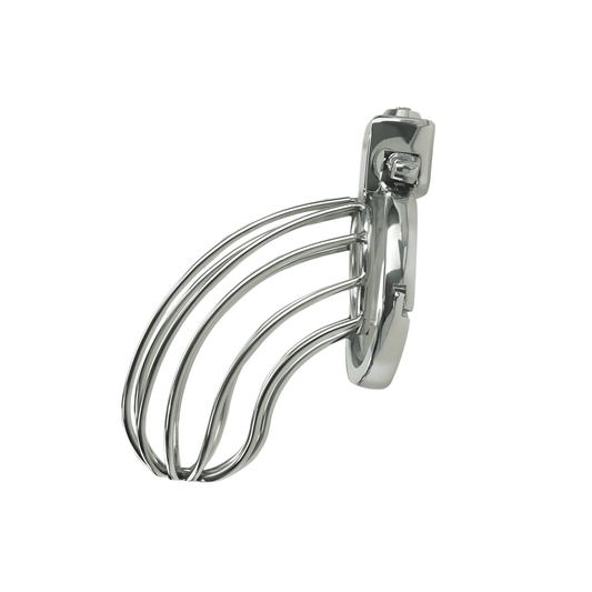 Lightweight Metal Chastity Cage – Steel Cage Front, 40–63mm Adjustable Alloy Ring, Built-in Lock
