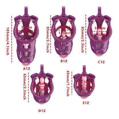 Purple Viper Chastity Cage – 5 Sizes, Wearable Base Ring, Sleek Snake Design