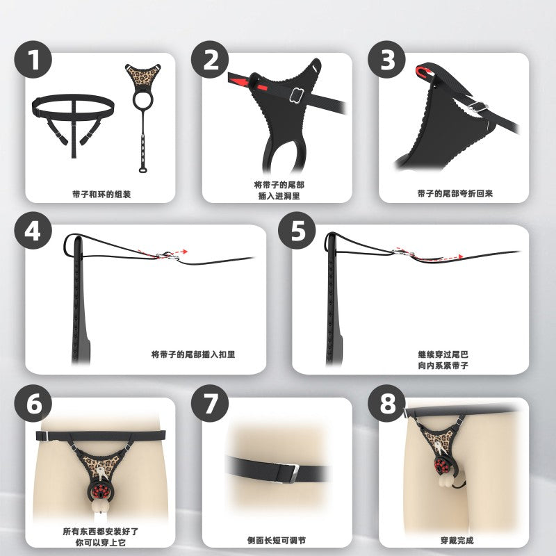 Silicone Chastity Thong Set with Vibrating Plug & Soft Spike Cage