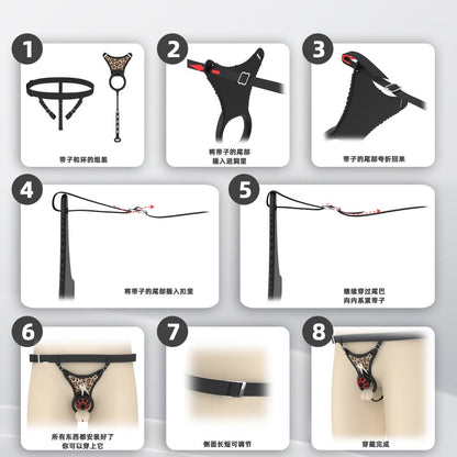 Silicone Chastity Thong Set with Vibrating Plug & Soft Spike Cage