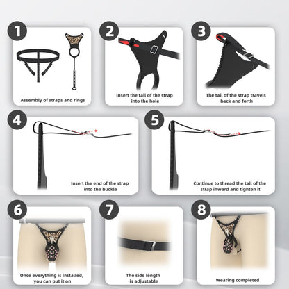 Spiked Chastity Cage Harness Set with Remote Vibrating Anal Plug GSD