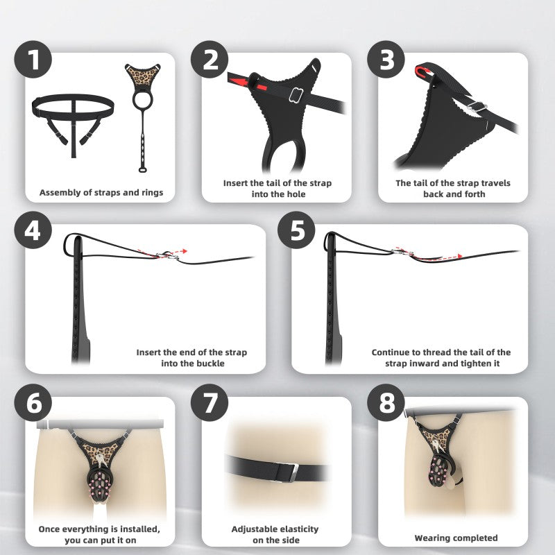 Spiked Chastity Cage Harness Set with Remote Vibrating Anal Plug