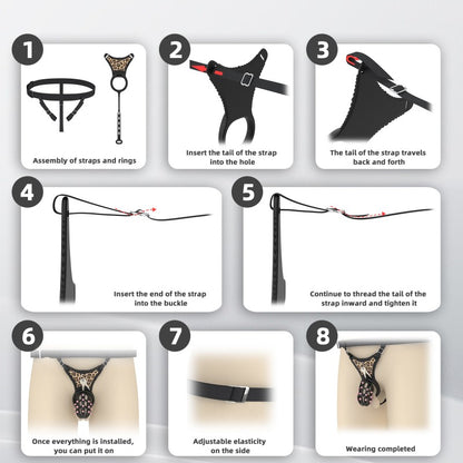 Spiked Chastity Cage Harness Set with Remote Vibrating Anal Plug
