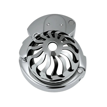Metal Chastity Cage for Men with Invisible Button Lock – Dome Design, 6 Adjustable Sizes, Ventilated Open Structure