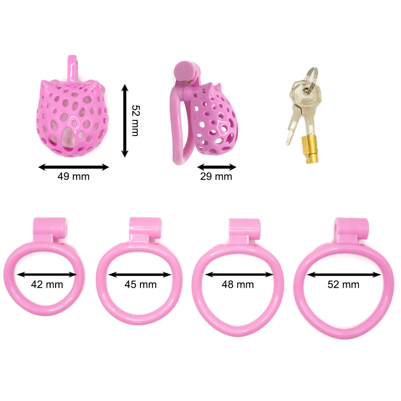Cat-Shaped Resin Chastity Cage – Lightweight (75g), Breathable, 4 Ring Sizes, Pink or Black