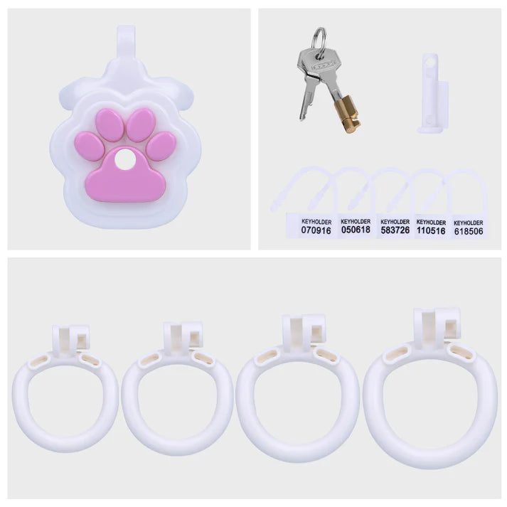 Aesthetic Neko Cat Paw Flat Chastity Cage – Playful Anime-Inspired Design
