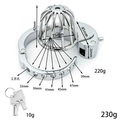 Stainless Steel Cock Cage for Men | Male Chastity Device with Adjustable Fit 32–50mm & Urethral Tube