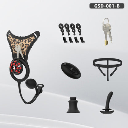 Silicone Chastity Thong Set with Vibrating Plug & Soft Spike Cage