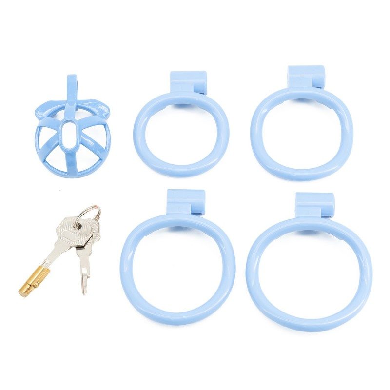 Blue hollow resin glans chastity lock with lightweight and cute design