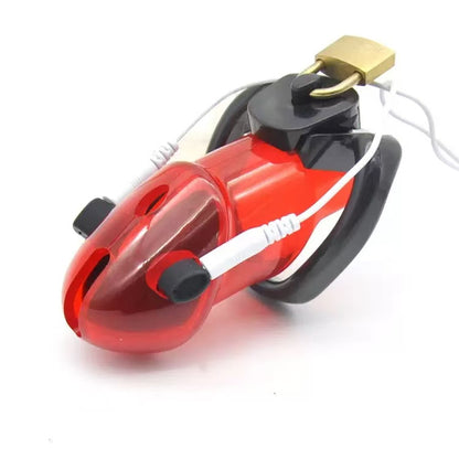 Electric Shock Chastity Cage for Men – Black Plastic, No Power Adapter