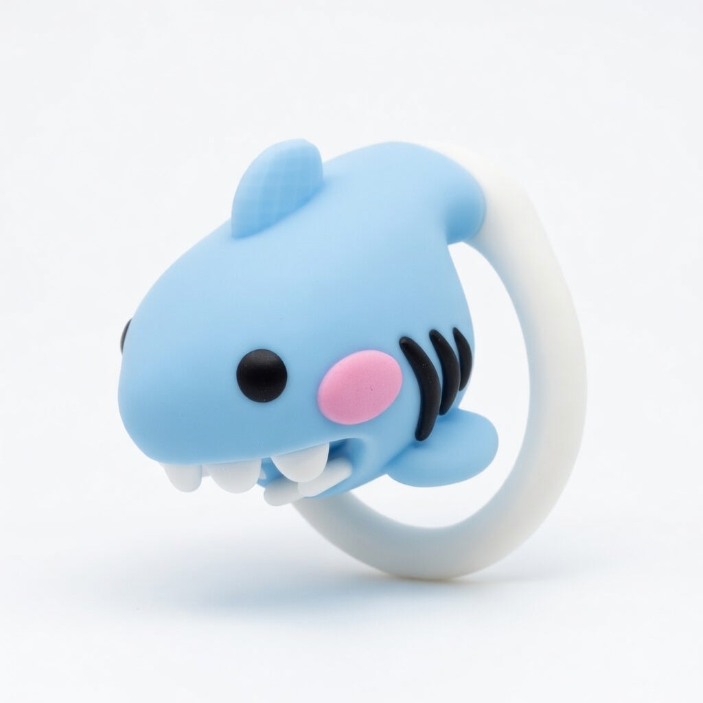 cute shark chastity cage back view silicone male chastity device
