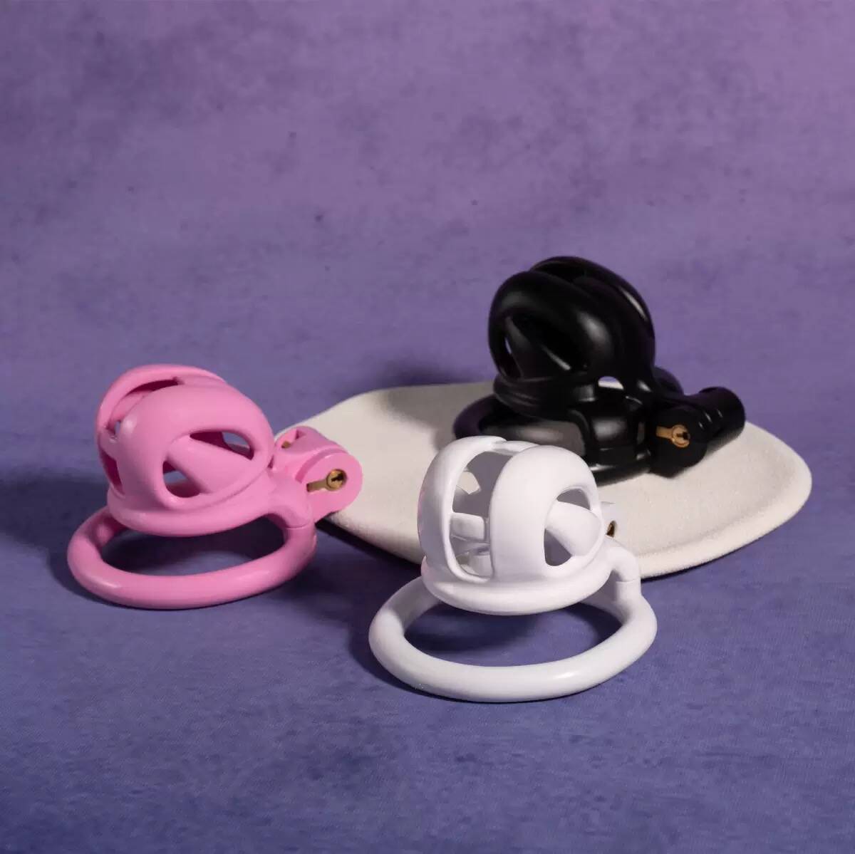 Mini Cobra N Male Chastity Cage with Lock & 4 Rings – Resin Virginity Device for Men