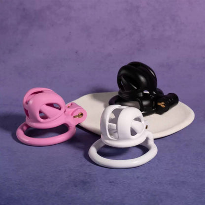 Mini Cobra N Male Chastity Cage with Lock & 4 Rings – Resin Virginity Device for Men