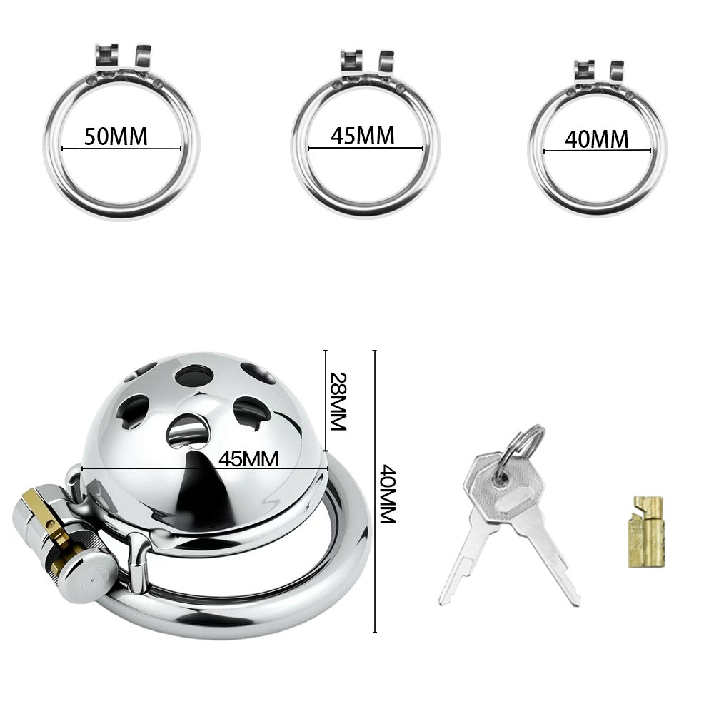 Heart Pattern Short Dome Chastity Cage – Cute Love-Themed Metal Lock Design