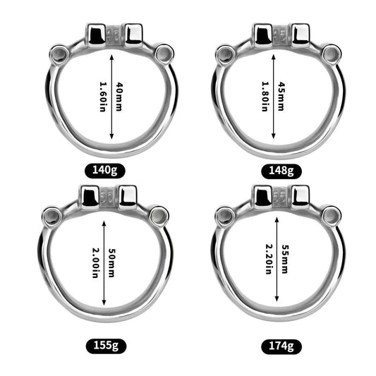 Metal Male Chastity Cage with Interchangeable Ring Attachments