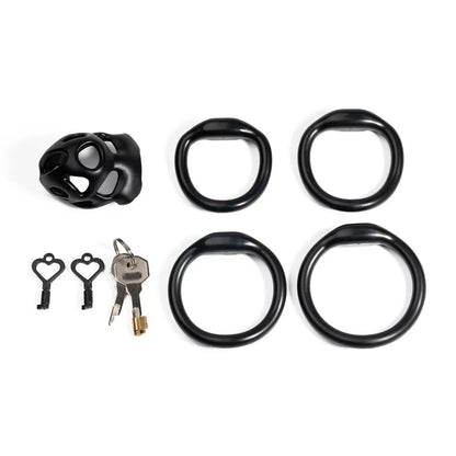 Men’s Openwork Resin Chastity Cage 33mm – Breathable Lightweight Male Locking Device with 4 Rings & Dual Locks