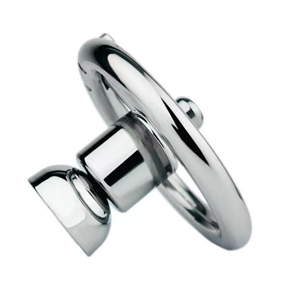 Side view of Flat Chastity Cage with Metal Inverted showing ergonomic and secure design