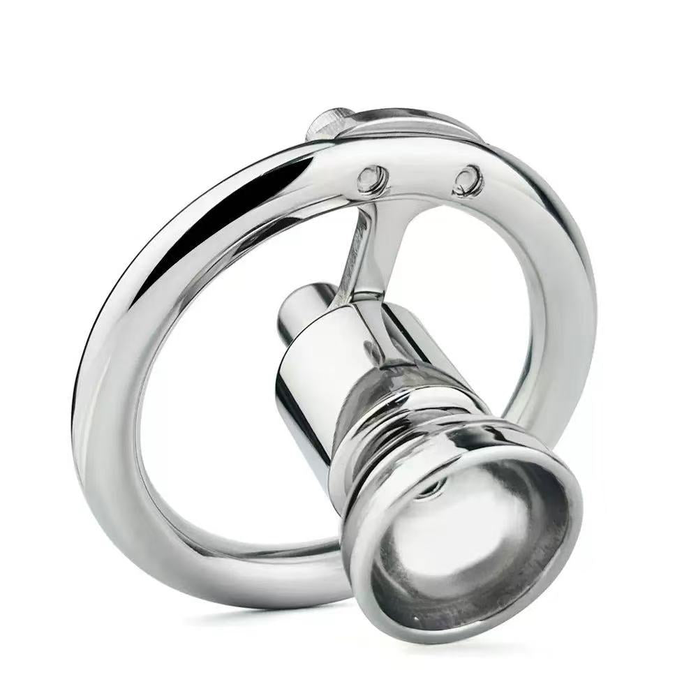 Side view of Flat Chastity Cage with Metal Inverted showing ergonomic and secure