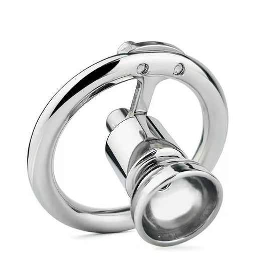 Side view of Flat Chastity Cage with Metal Inverted showing ergonomic and secure