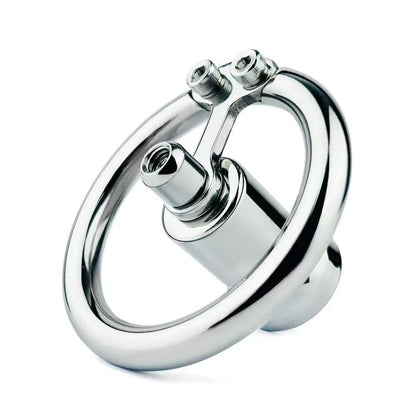 Flat Chastity Cage with Metal Inverted worn for demonstration, emphasizing secure fit and comfort