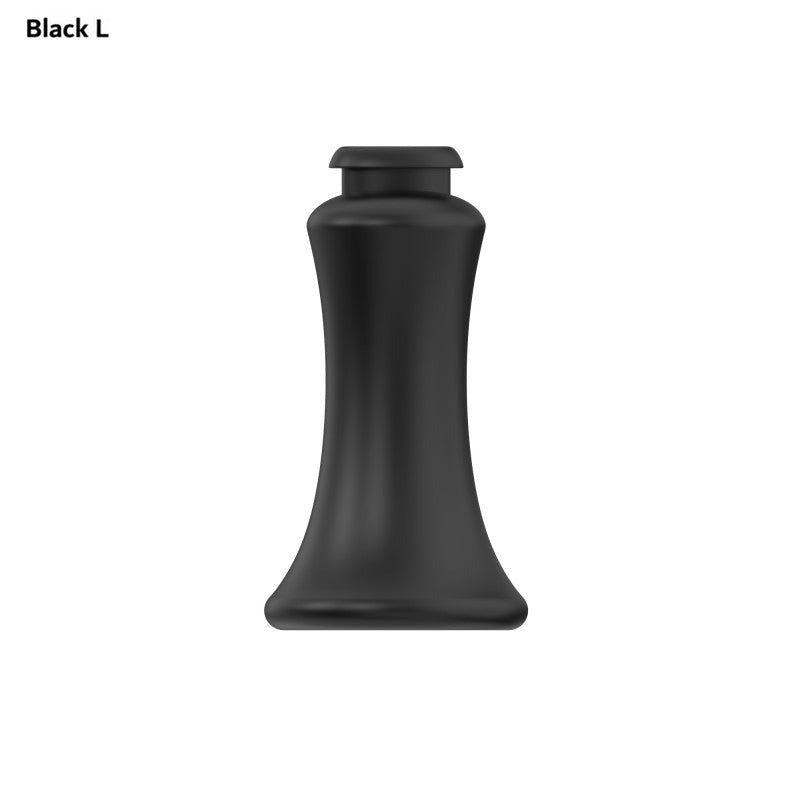 Black long L inverted guide insert with a flared base and narrow mounting end.