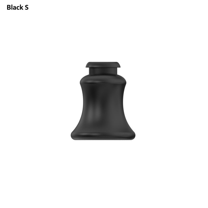 Black short S inverted guide insert with a flared base and narrow mounting end.